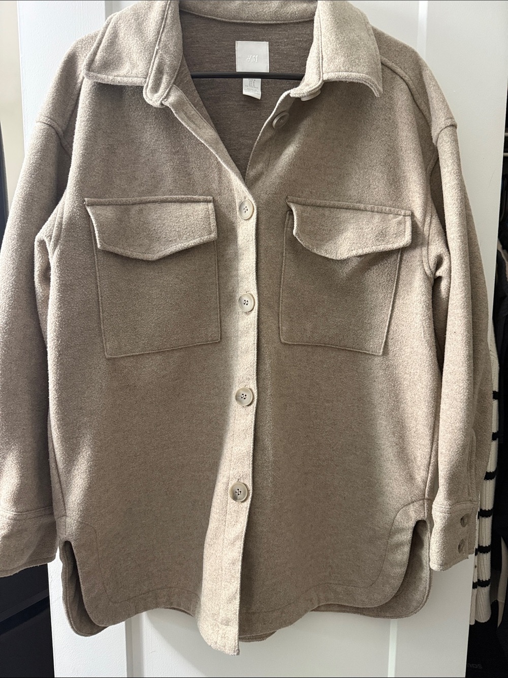 H&M Taupe Utility Overshirt Jacket with Flap Chest Pockets